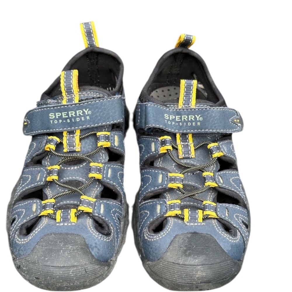 Sperry Black and Yellow Sandals with Adjustable Straps